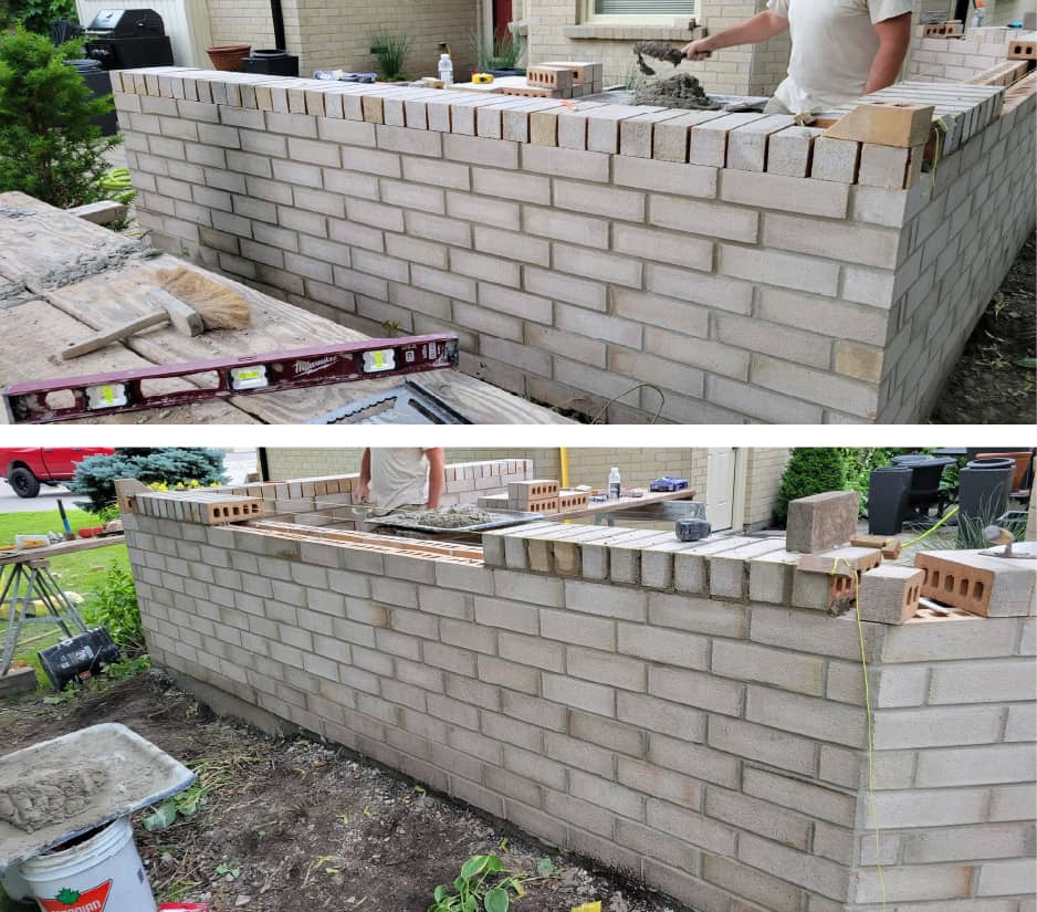 brick stone low wall fence