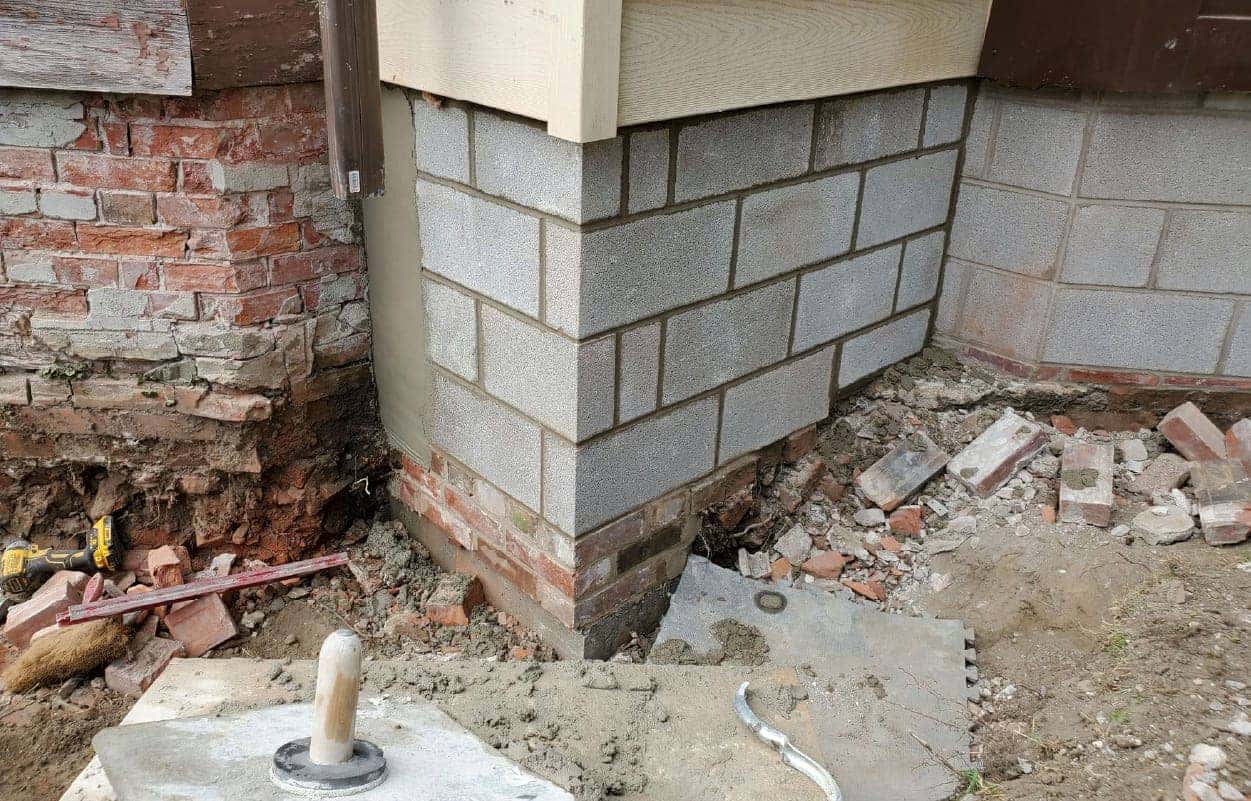 corner foundation repair stone light grey