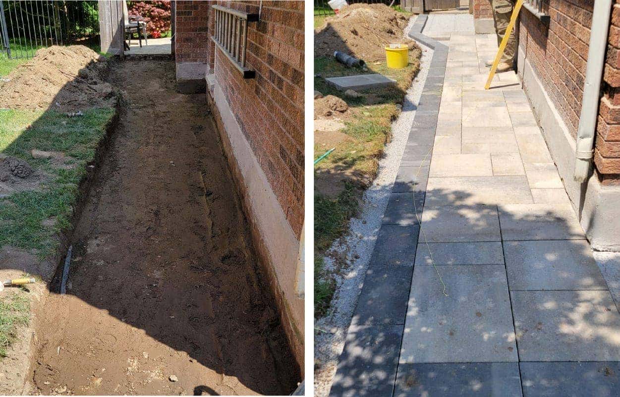 stone pathway before and after