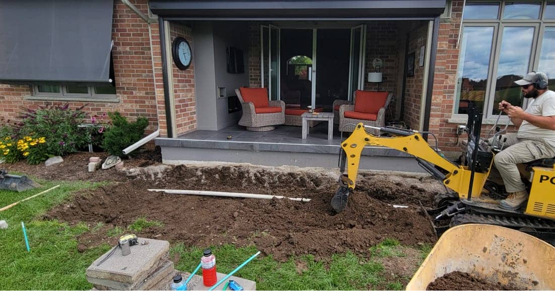 digging up ground for patio install