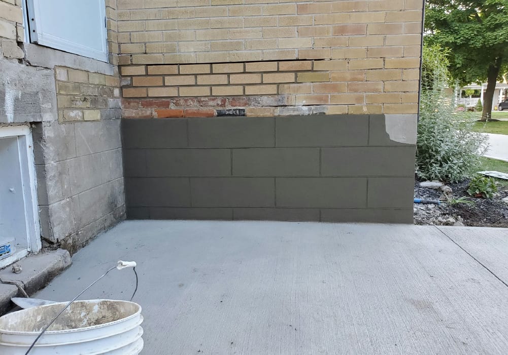 parging side brick wall foundation base