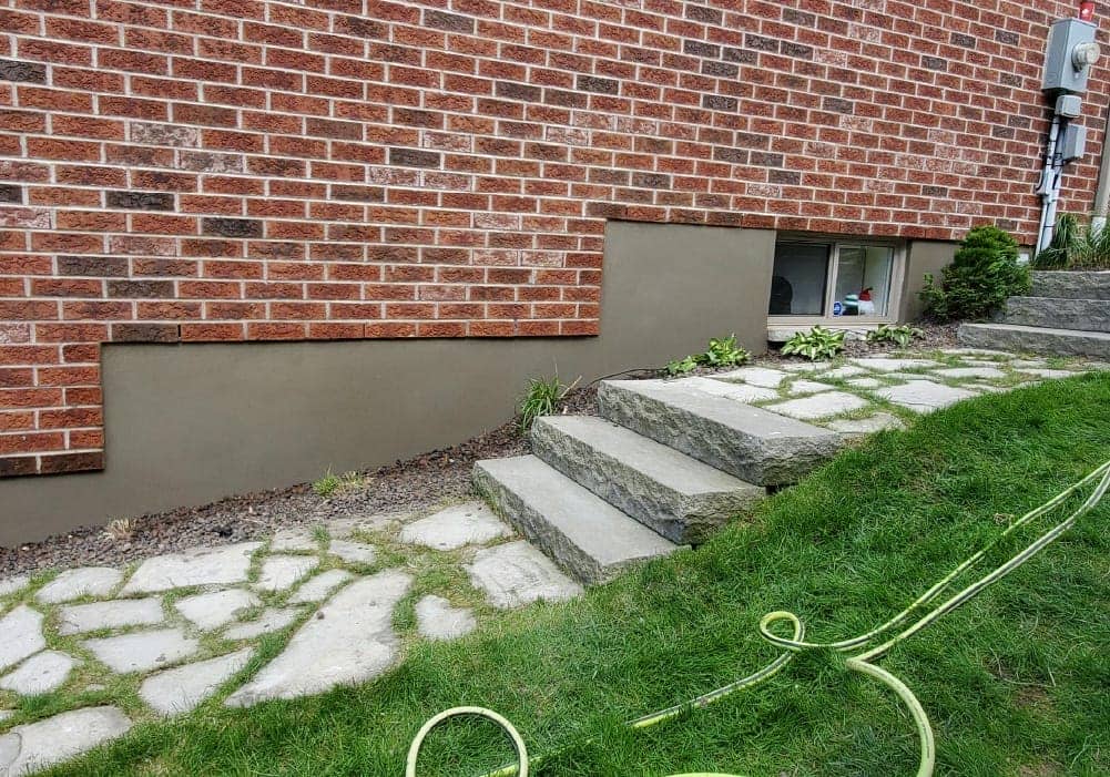 parging side brick wall foundation base