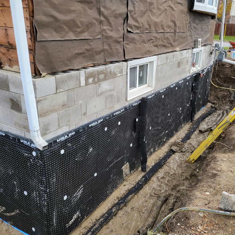 waterproofed wall
